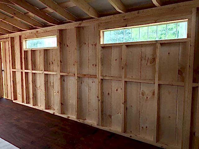 Inside view 12×24 Storage Building with Transom Windows