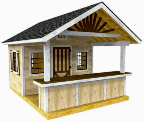 12×16 Custom with 8 Foot Outdoor Bar Style Porch