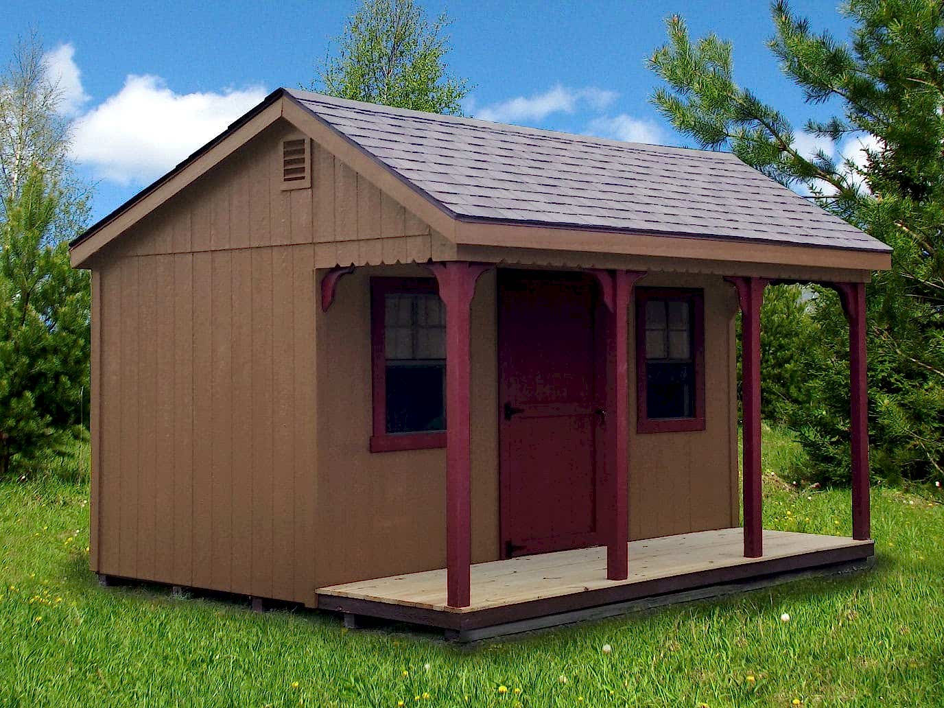 12×20 LP Custom Smartside with 4 Foot Side Porch