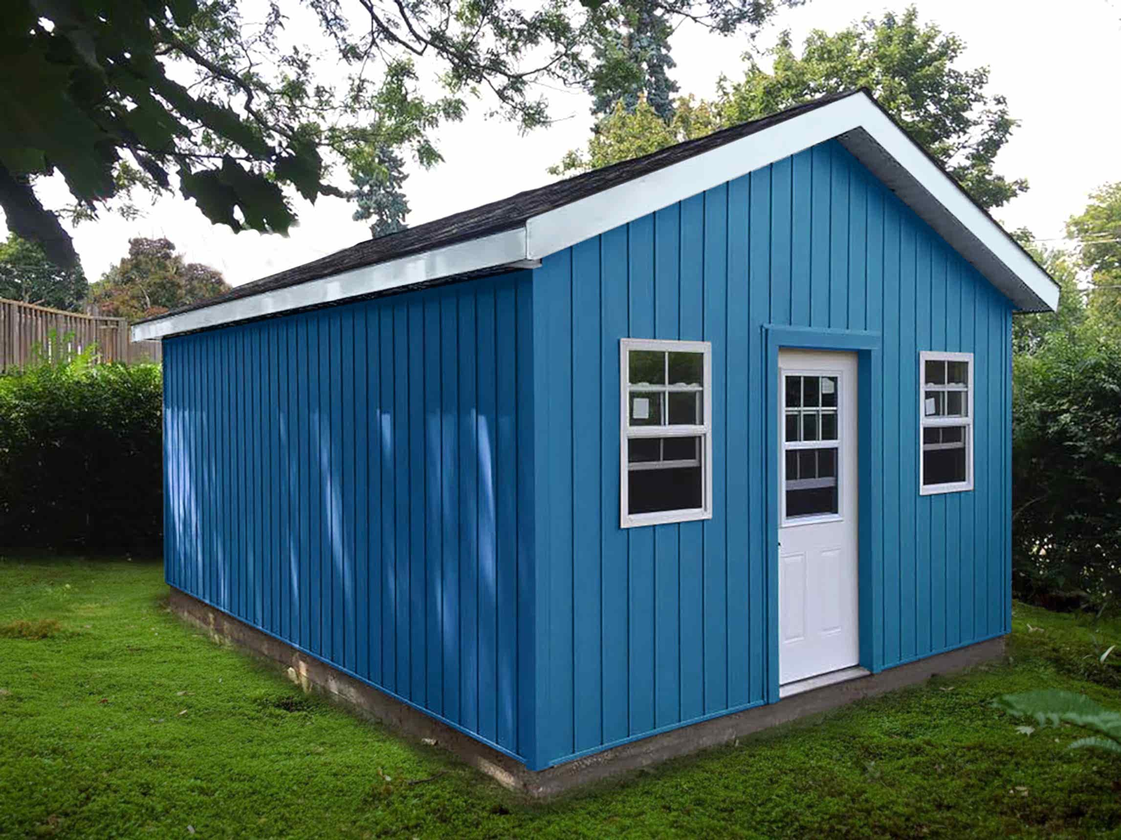 Standard Board and Batten with Steel Door BLU