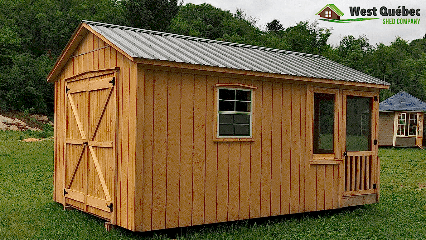 Storage Shed with Wide Doors & Screened Porch