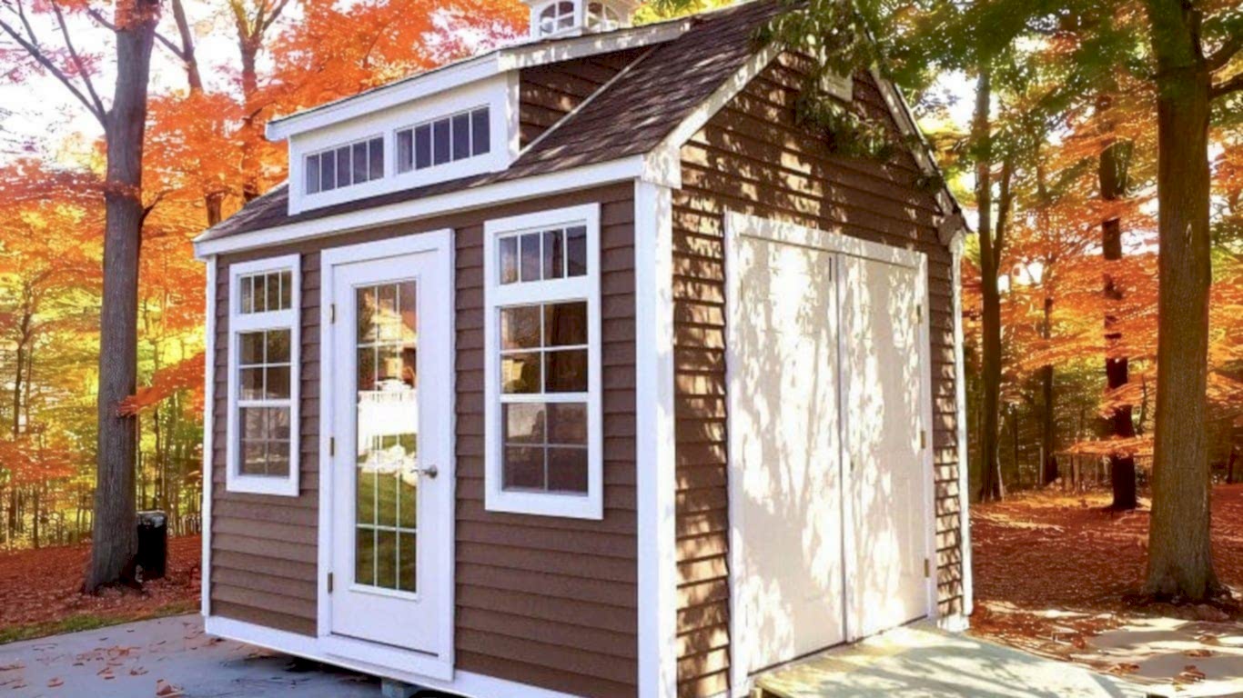 New England Shed with Double Door and Front Door